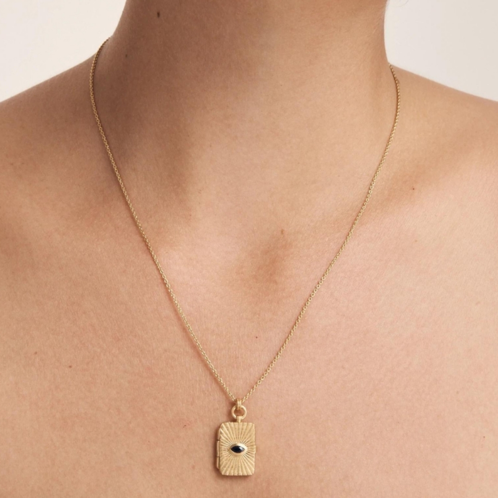 New 18K Gold Vermeil Meri Locket Evil Eye Talisman Necklace - Picture 5 of 6